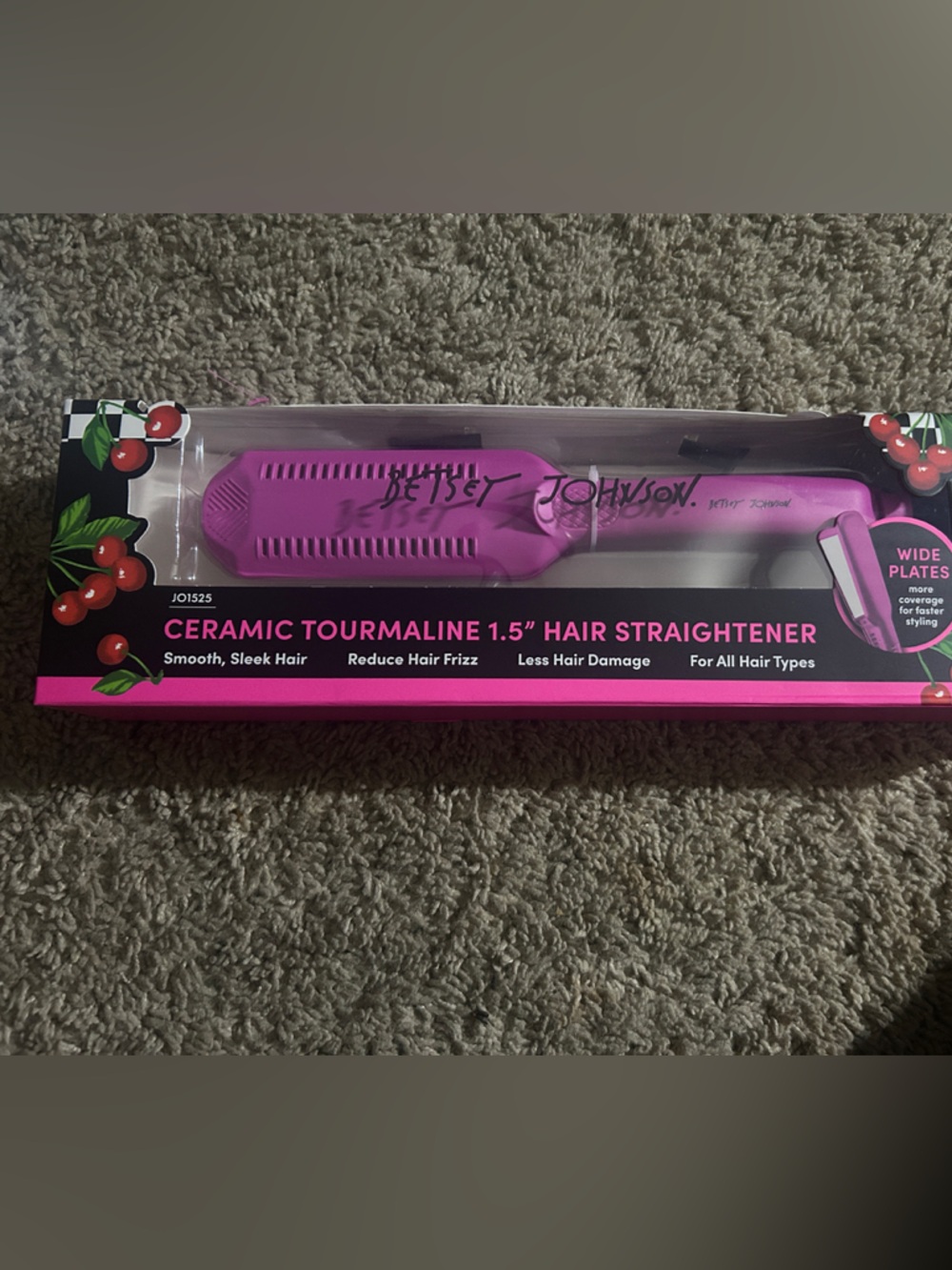 Betsey Johnson Ceramic Tourmaline 1.5" Pink Hair Straightener
